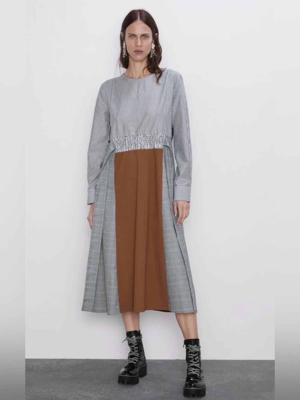 Zara Mixed Print Midi Dress – Size S